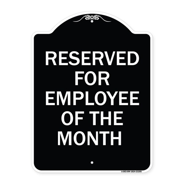 Reserved for Employee of the Month Heavy-Gauge Aluminum Architectural Sign, 24" x 18", BW-1824-23205